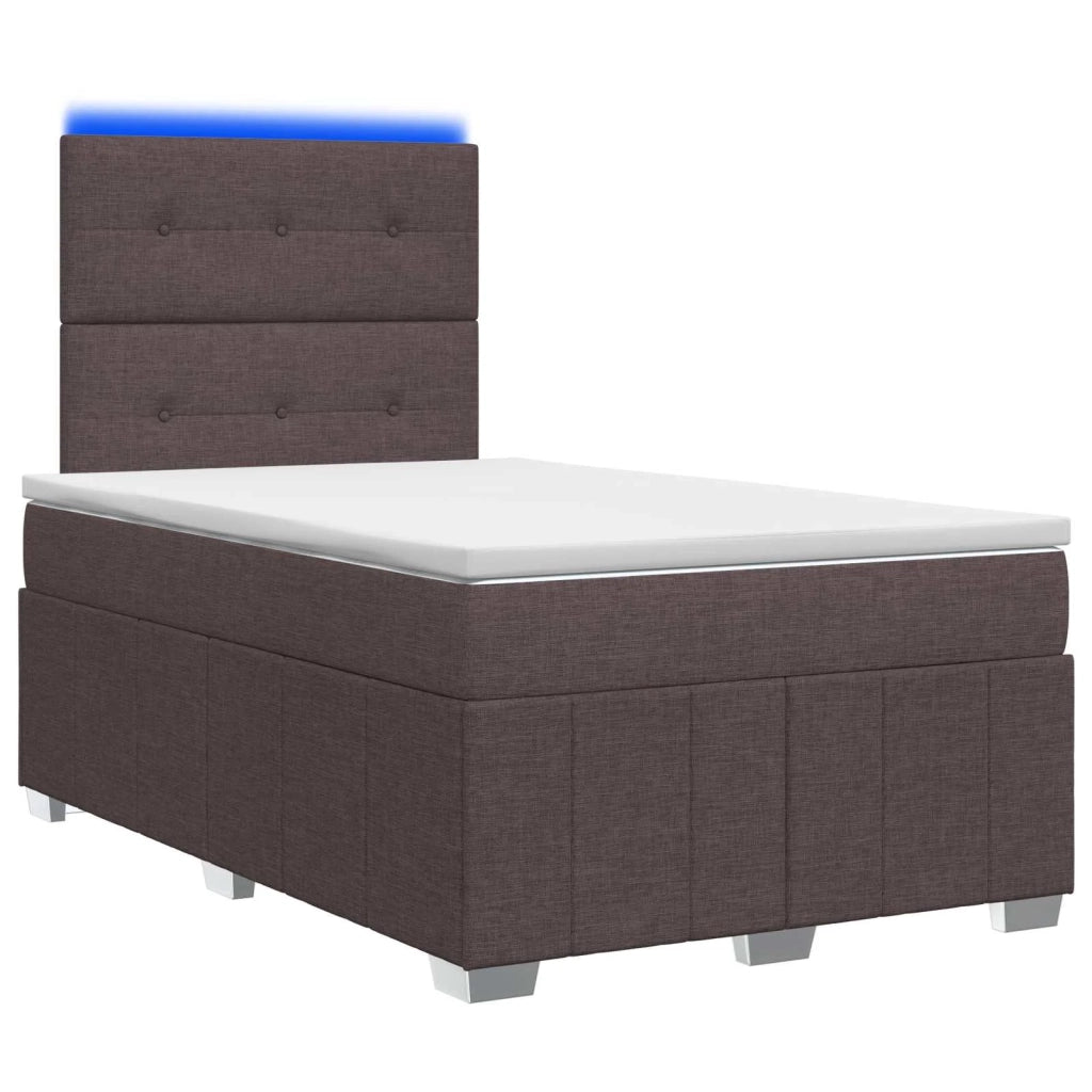 Letto Box Spring LED con Materasso Marrone Scuro 120 x 190 cm 3455559