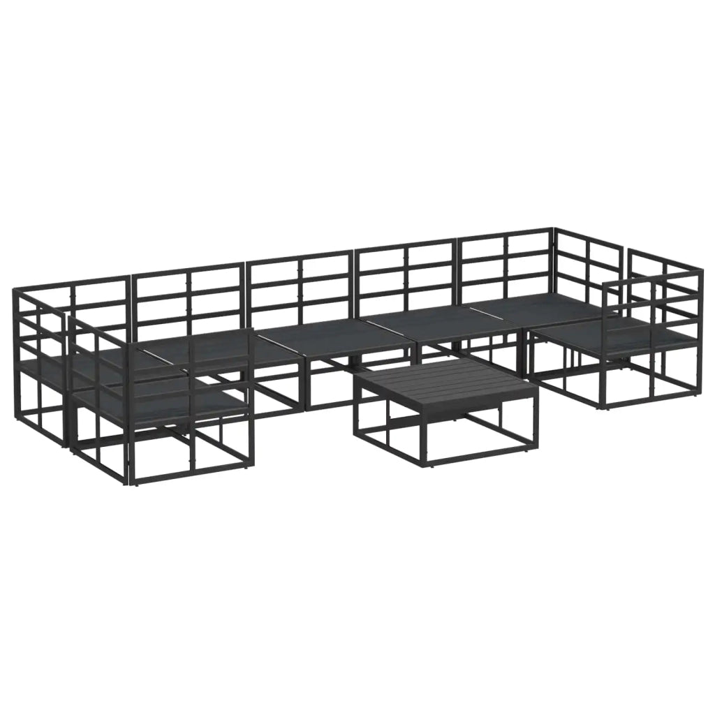 Set Divano da Giardino con cuscino 8 pcs Nero Alluminio 3378947