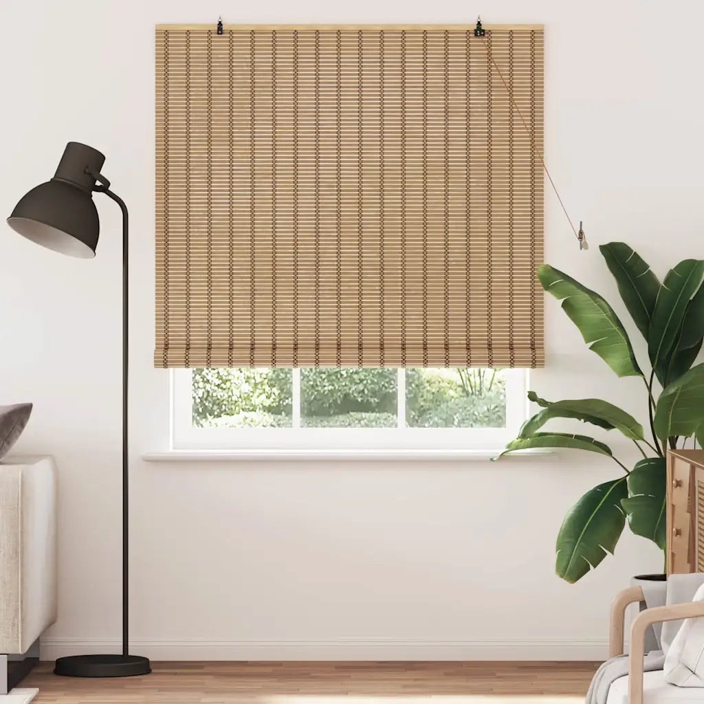 vidaXL Tenda a rullo con tende Marrone Chiaro 150 x 160 cm Bambù