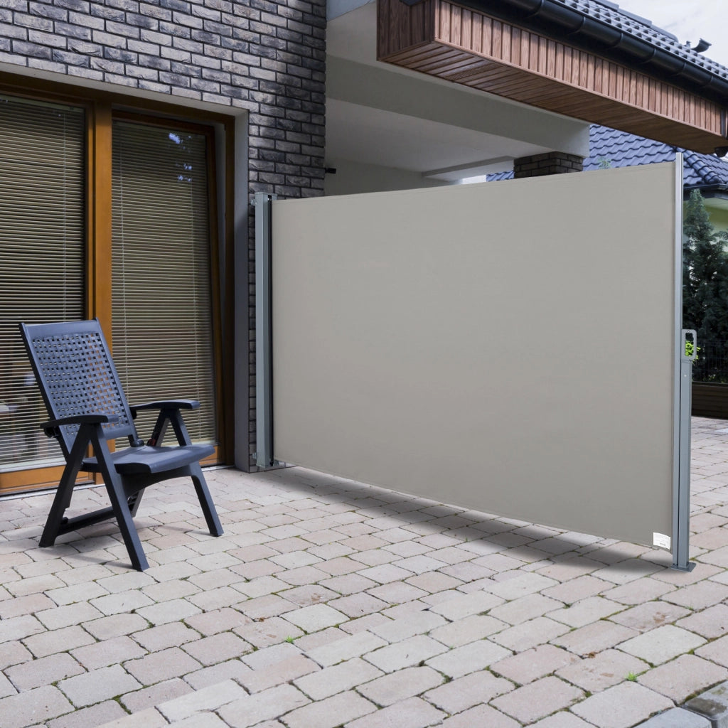 Tenda da Sole Laterale e Avvolgibile (3x1.6m) in Alluminio e Poliestere Imperemabile Anti-UV, per Vento/Privacy