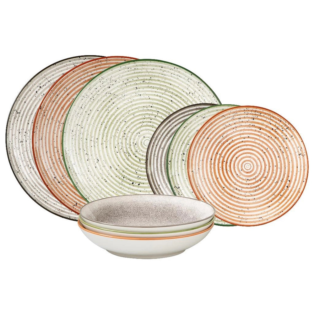 Servizio di Piatti da Tavola in Ceramica Earth Circle 18 Pezzi