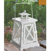 Trade Shop - Porta Candela Lumino Lanterna Bianca Metallo Bomboniera Matrimonio Camino 42270 -