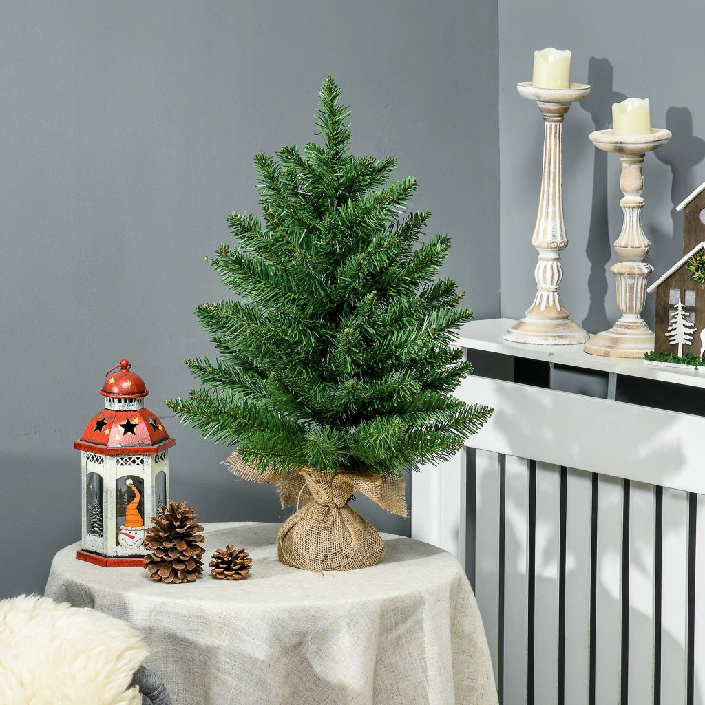 Albero di Natale Mini 55cm ¨C zephmum ¨C PVC, Base in Cemento e Iuta