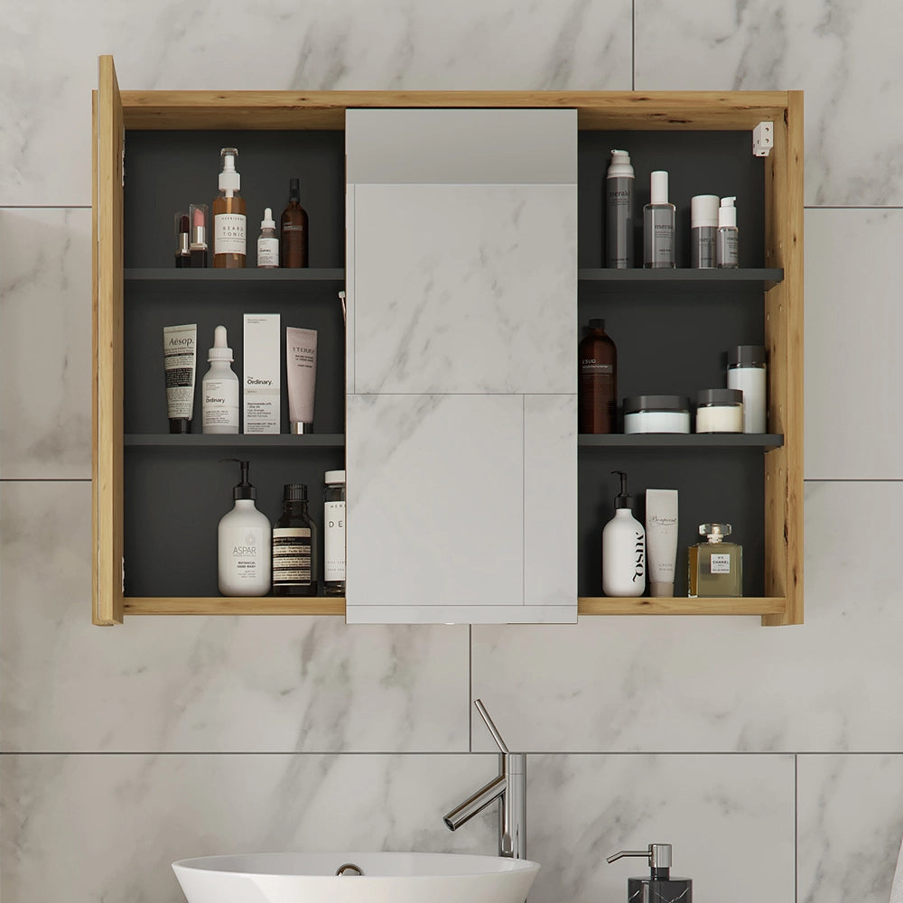 Vicco Specchio contenitore bagno Rovere/antracite 100 x 75 cm