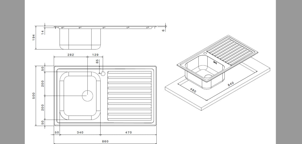 Lavello SAXT331A 86x50 cm sinistro