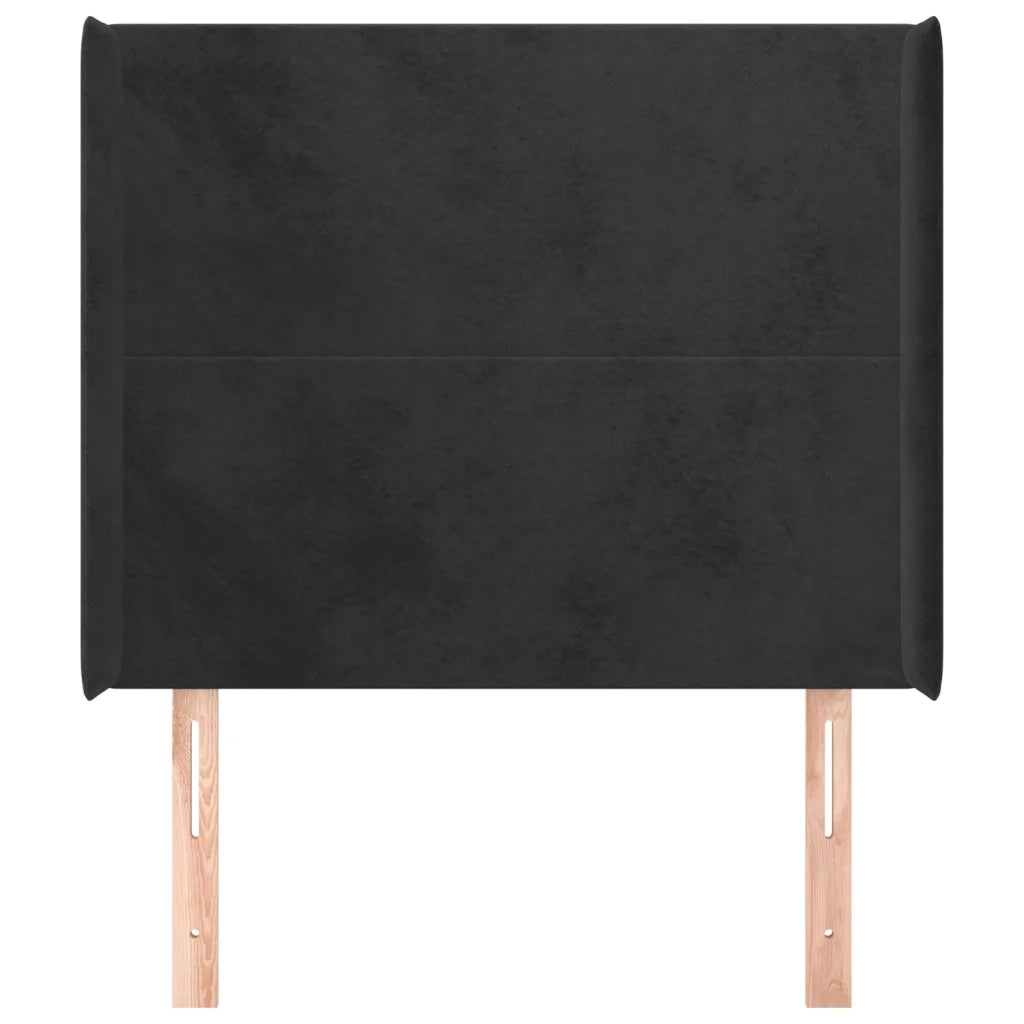 Testiera | Testata ad Orecchio Nera 93x16x118/128 cm in Velluto