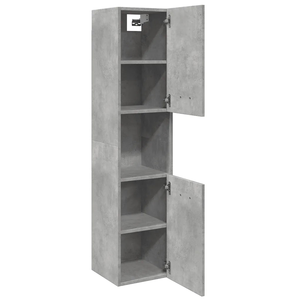 vidaXL Mobile Pensile da Bagno Grigio Cemento 30x30x130cm Truciolato