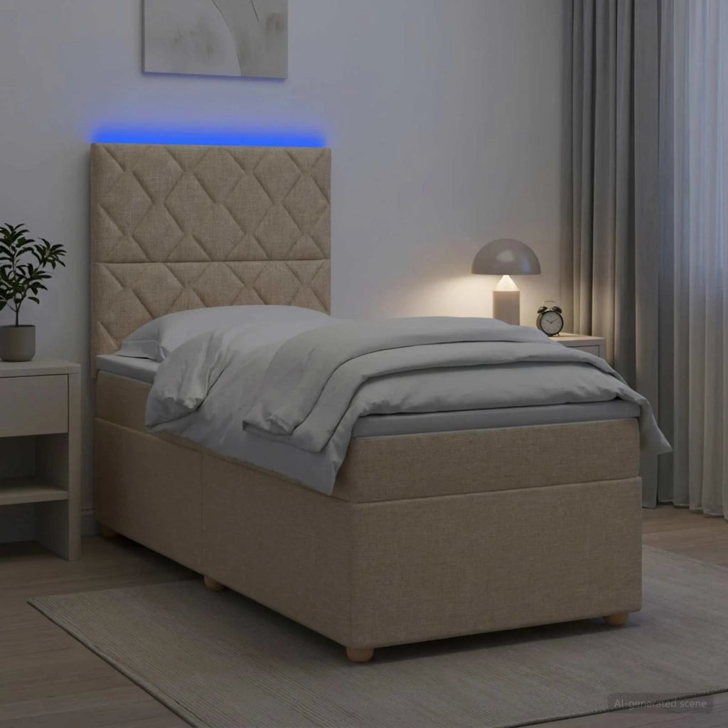 Letto box spring con materasso Crema 80 x 200 cm Tessuto 3455229