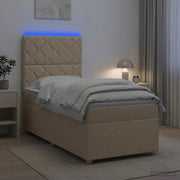 Letto box spring con materasso Crema 80 x 200 cm Tessuto 3455229