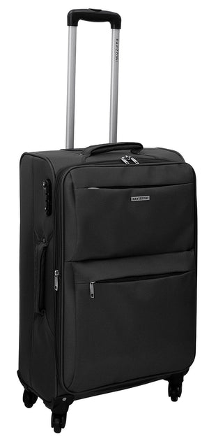 Set 3 Valigie Trolley Morbide in Poliestere 4 Ruote TSA Ravizzoni Singapore Nero