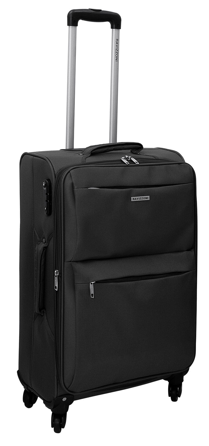 Set 3 Valigie Trolley Morbide in Poliestere 4 Ruote TSA Ravizzoni Singapore Nero