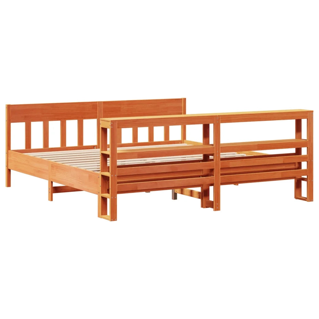 Letto senza Materasso Marrone Cera 200x200 cm in Legno di Pino 3306254
