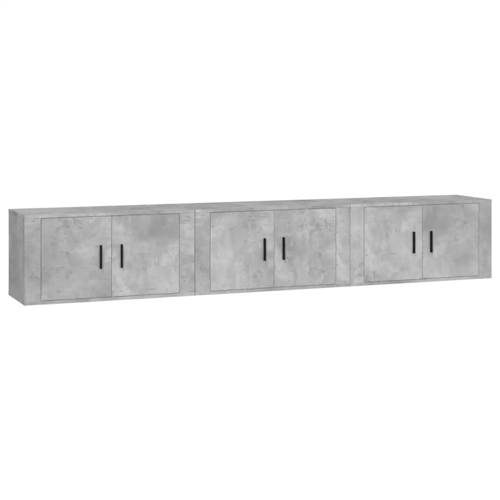 Mobili Porta TV a Parete 3 pz-Credenza per TV Grigio Cemento 80x34,5x40 cm