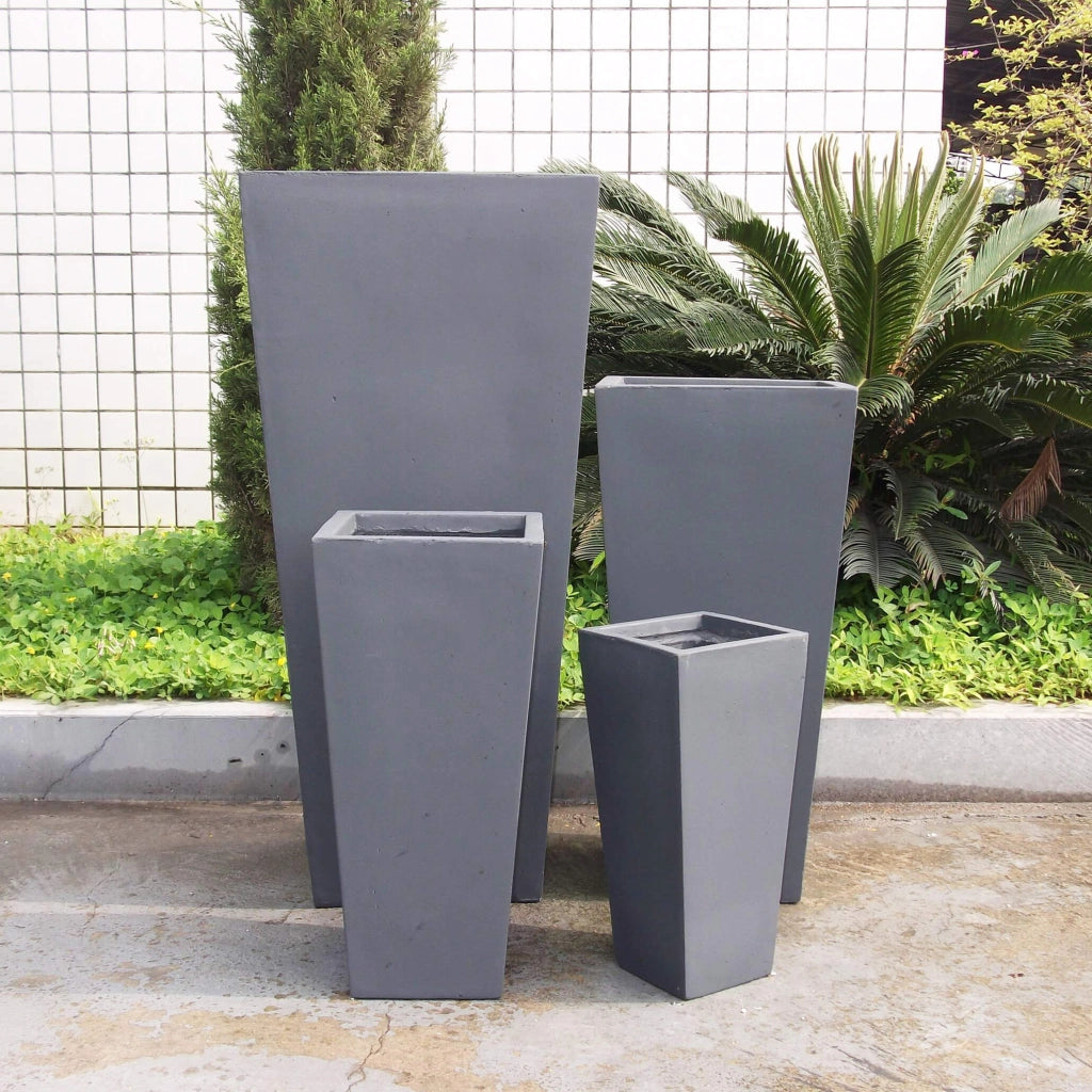 Set di 4 vasi da Giardino in Fibra di argilla cm 43x43x89 - DERRICK