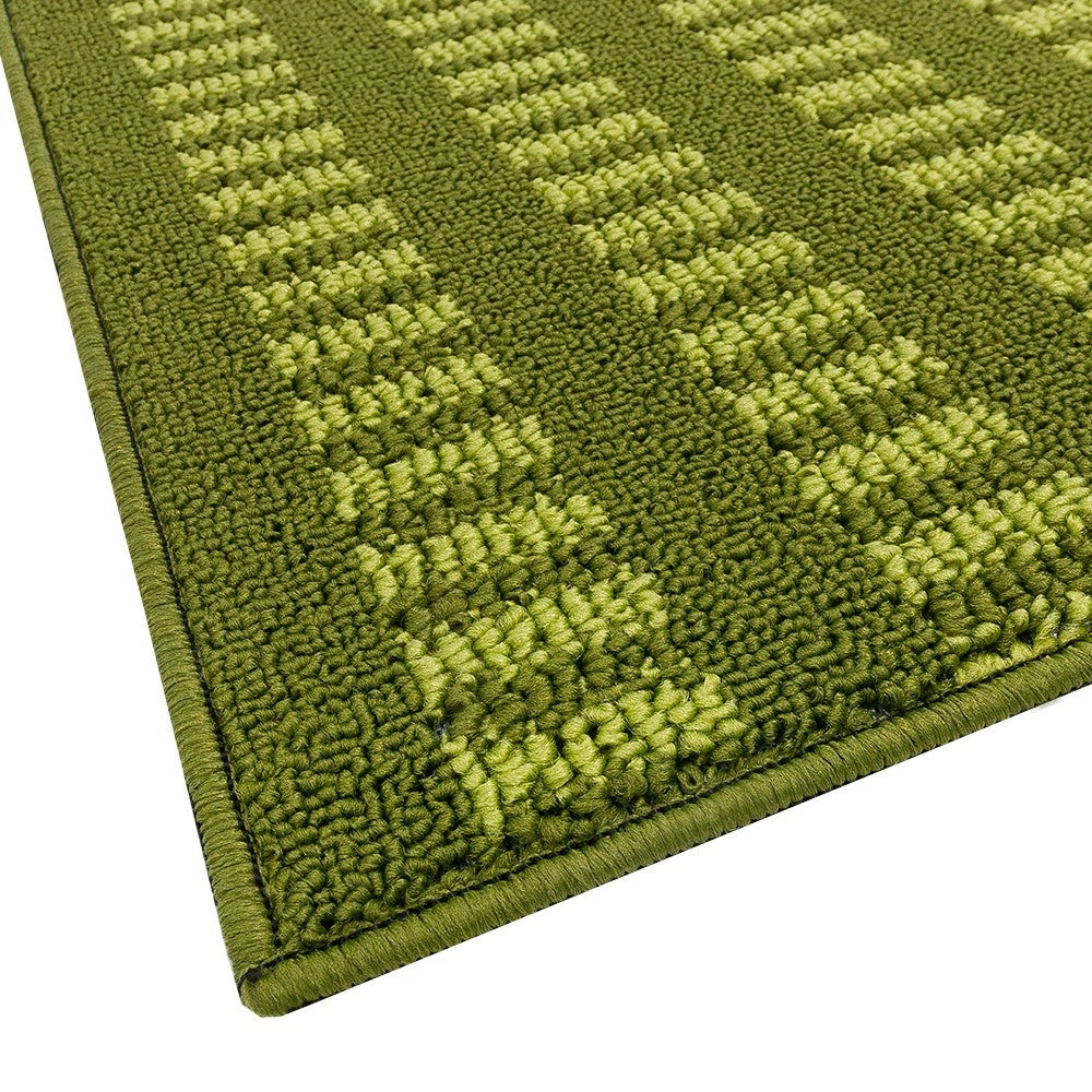 Tappeto Cucina Morbido 3D Assorbente Lavabile Antiscivolo Passatoia Bordata A Righe 50x75 Verde