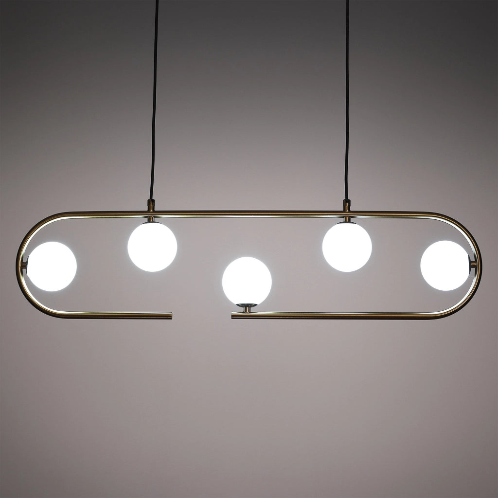 Lampadario in acciaio verniciato ottone cm. L.86 P.9,5 H.22
