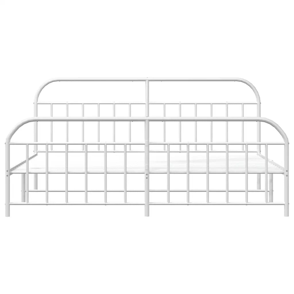 Giroletto con Testiera e Pediera Metallo Bianco 193x203 cm 353708