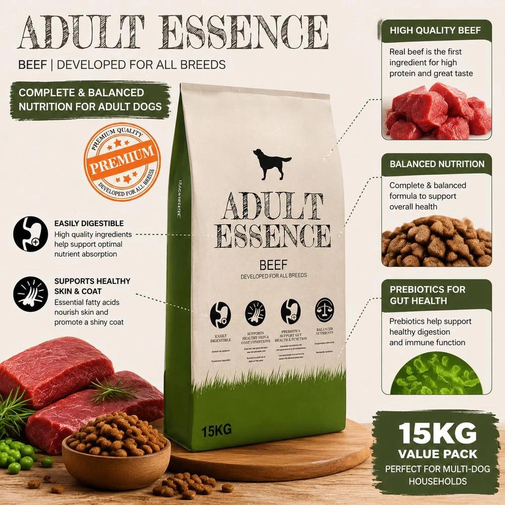 Dry Dog Food Adult Essence Beef 15 Kg