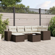Set Divani da Giardino 7 pz con Cuscini Marrone in Polyrattan 3255210