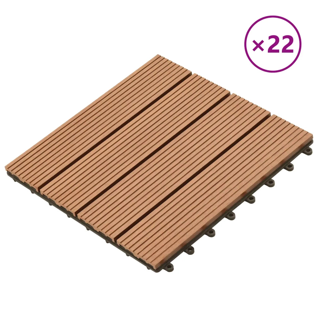 Piastrella per Decking 22 pz Marrone 30 x 30 cm WPC CFW3600907