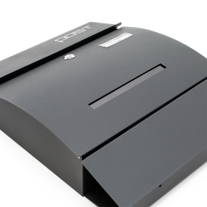 Cassetta postale con portagiornale V4 antracite 350 x 95 x 445 mm con vetrino nome