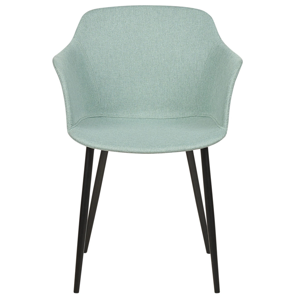 Set di 2 sedie da pranzo in tessuto verde menta imbottito con gambe nere Stile retrò Mobili per il soggiorno