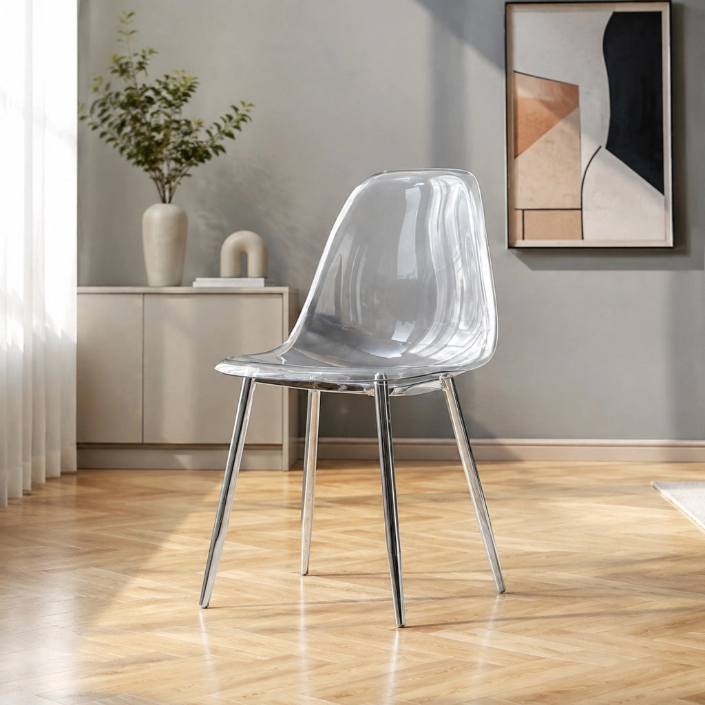 SEDIA da pranzo trasparente 83 cm Metallo argento Set da 4 pezzi