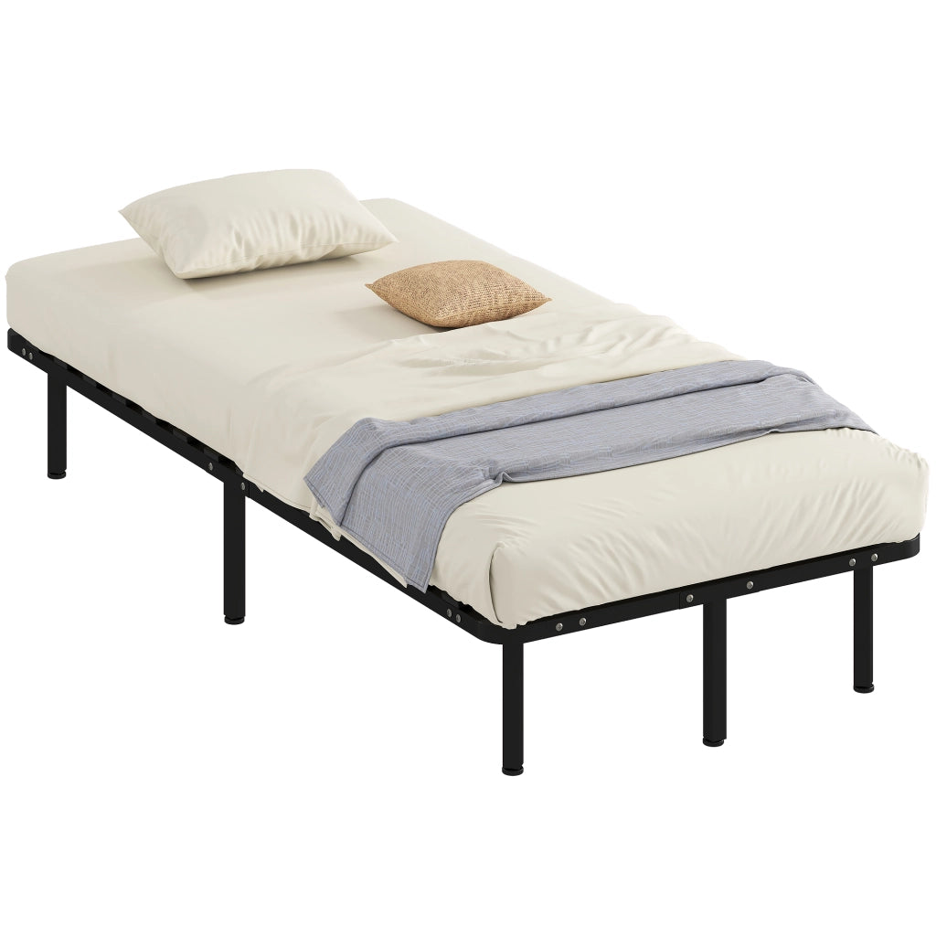 Letto Contenitore in Legno e Acciaio con Doghe ¨C zephmum ¨C 190x90x31 cm Nero e Legno