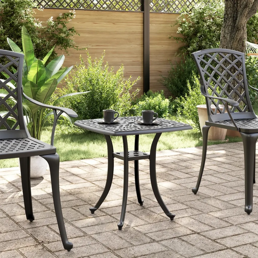 Tavolo da Giardino Nero 53x53x53 cm in Alluminio Pressofuso 4002816