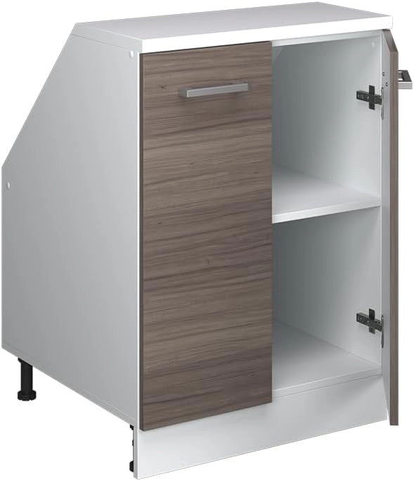 Mobile sottotetto Rion, Grigio nobile, 60 x 81.6 cm con 2 porte, carcassa 60 cm profondità, adatto per il salvaspazio sotto tetti spioventi