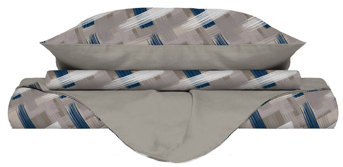 Copripiumino Singolo con Stampa sul Sacco e Federe Doubleface Pennellate