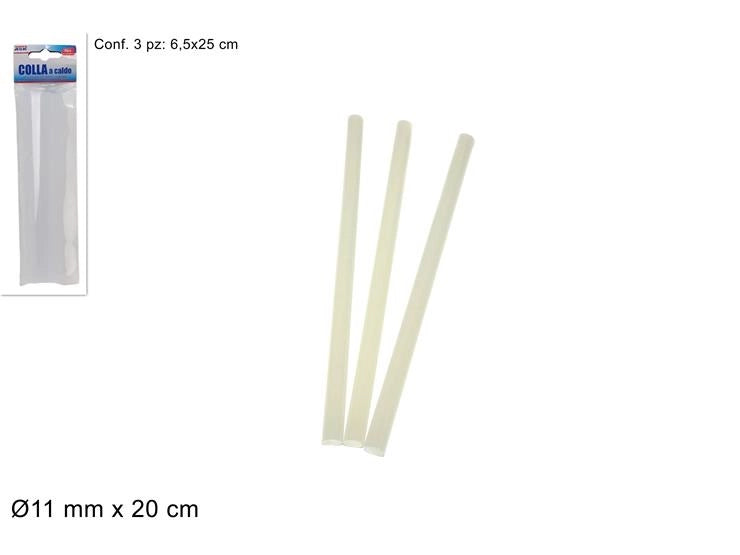 Set 3 Pezzi Colla a Caldo Termofusibile Silicone 200 mm 11 mm