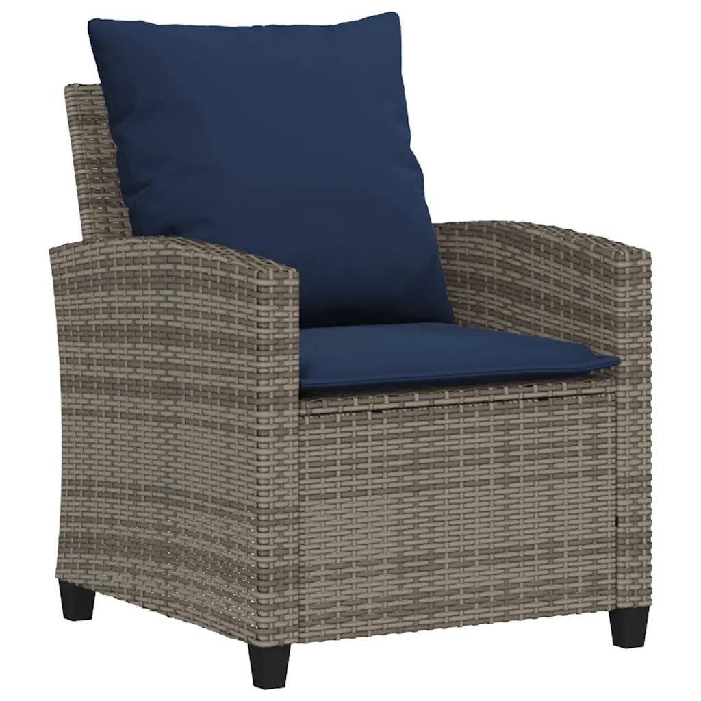 Set Divani da Giardino 4 pz con Cuscini in Polyrattan Grigio