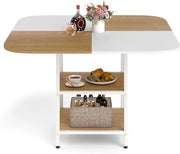 Tavolo da Pranzo Moderno, Tavolo Quadrato per Cucina con Piano Multicolore, Scaffale a 2 Livelli e Piedini Regolabili, Tavolo Console in Legno per Soggiorno, Sala da Pranzo e Cucina
