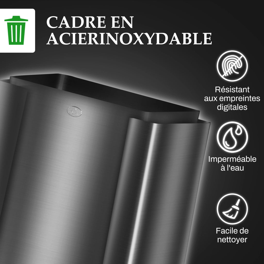 Bidone per la Raccolta Differenziata da Cucina 45L ¨C zephmum ¨C 3 Scompartimenti 15L, Nero