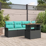Set Divano da Giardino con cuscino 5 pcs Nero e blu