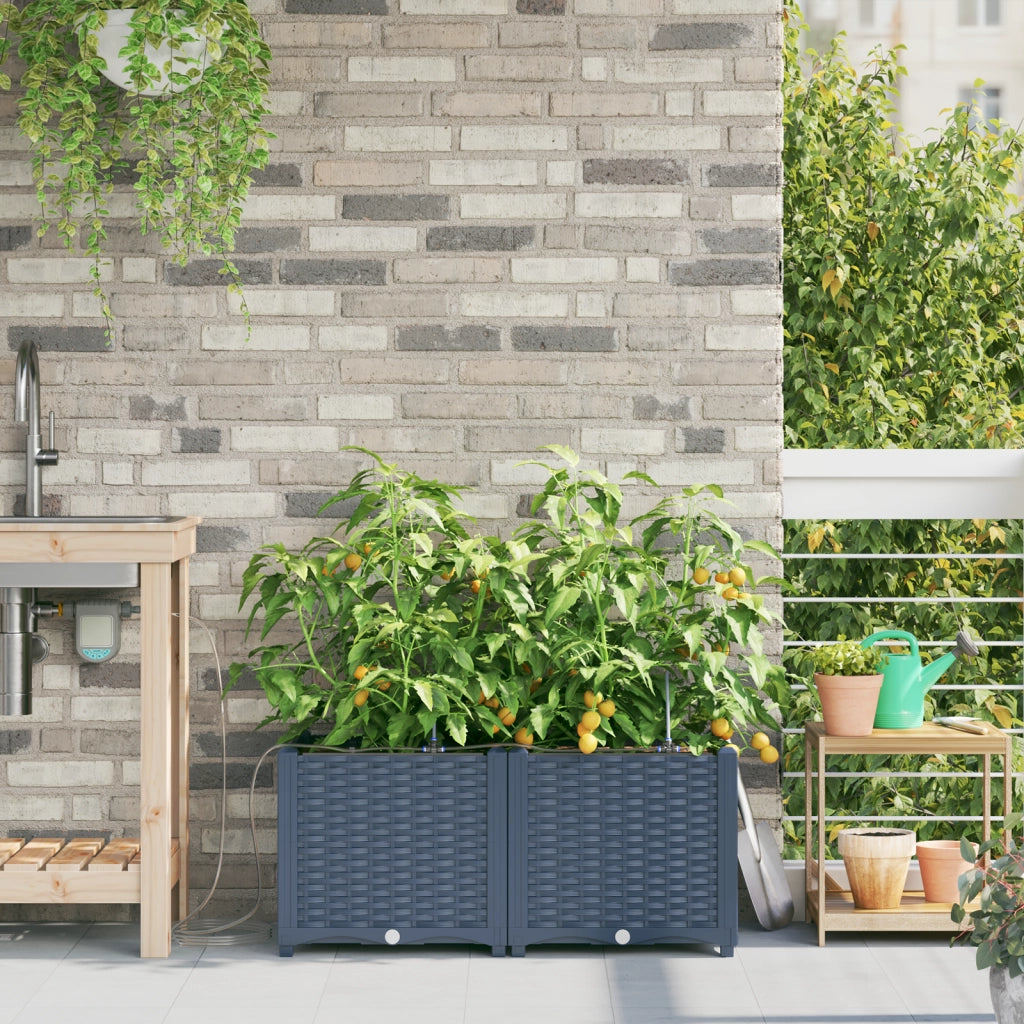 vidaXL Vasi da giardino Grigio 80 x 40 x 37.5 cm Acciaio