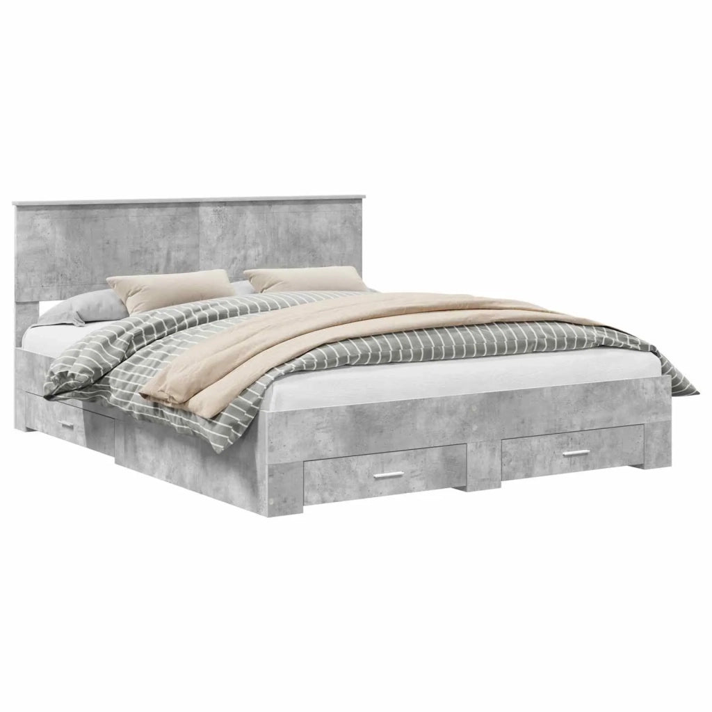Struttura del letto con testiera Grigio cemento 160 x 200 cm 3410873