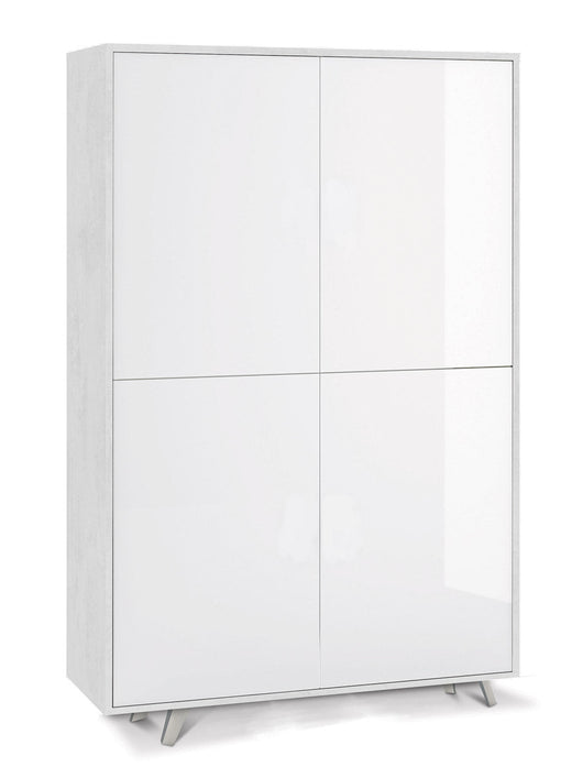 Mobile Multiuso 4 Ante 107x169x41 cm Ossido Bianco/Bianco Lucido
