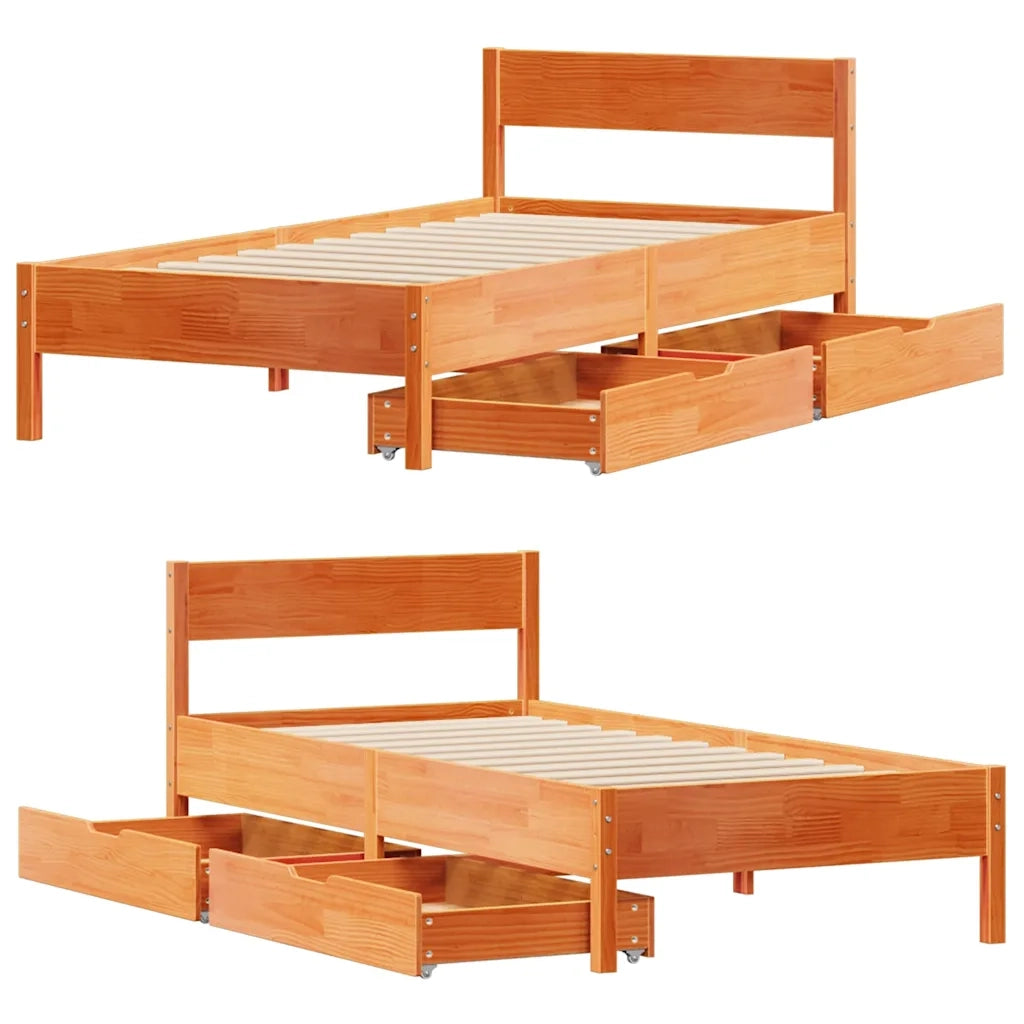 Letto senza Materasso Marrone Cera 90x200 cm Legno di Pino 3301760