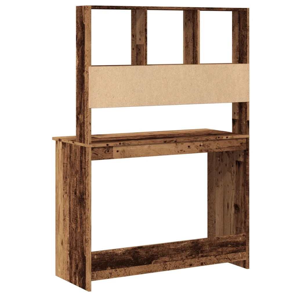 Scrivania | Tavolo da Ufficio Mensole Legno Antico 102x45x148 cm Legno Multistrato