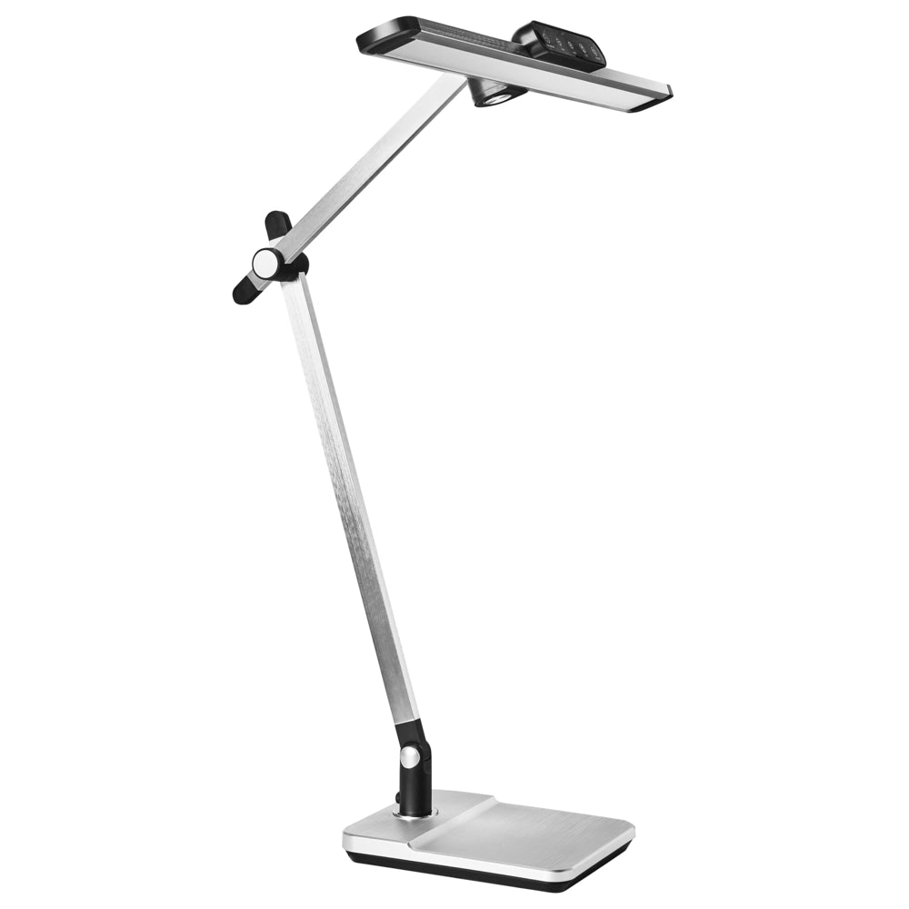 Lampada da scrivania professionale per ufficio argento illuminazione da tavolo per lettura e computer braccio regolabile dimmer continuo