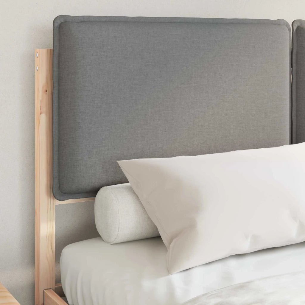 Letto con Testiera Rivestita Grigio chiaro 140 x 190 cm