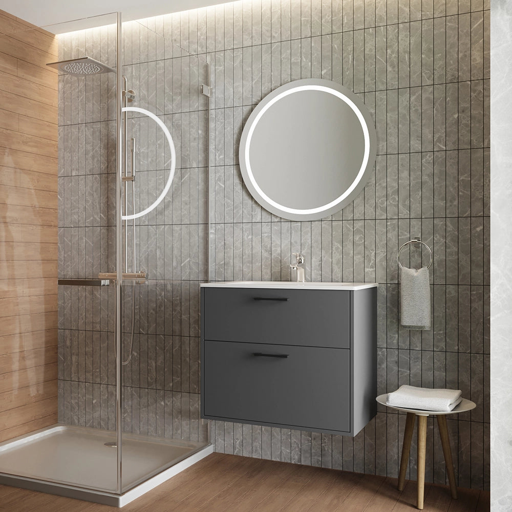 Vicco Set di mobili da bagno Antracite 80 x 61.5 cm con lavabo