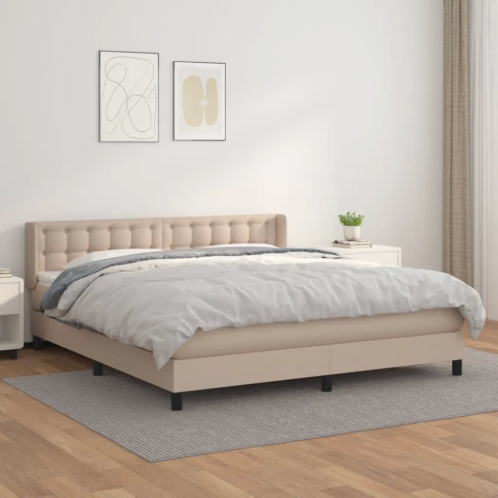 Giroletto a Molle con Materasso Cappuccino 160x200cm Similpelle