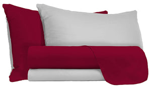 Set Lenzuola Singolo Sopra Sotto e Federe Doubleface Bordeaux/Grigio Chiaro