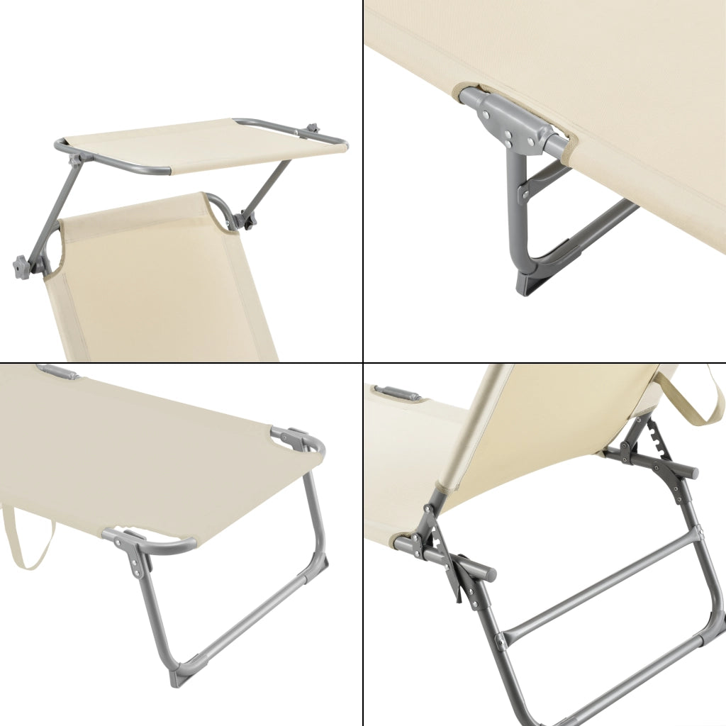 Lettino Prendisole Getaria con Tettuccio Parasole Sdraio Portatile - Beige [en.casa]