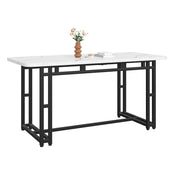 Tavolo da pranzo rettangolare in MDF con gambe in metallo nero per sala da pranzo e soggiorno; 140 cm