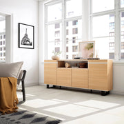 Credenza, Mobile, Cucina, 200x87x35cm, 4 Porte, Design industriale, Rovere soft e bianco