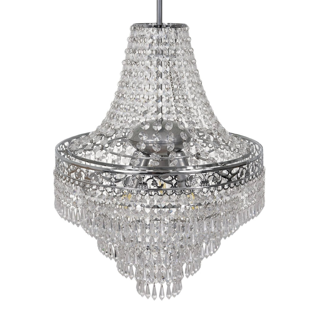 Lampadario glamour cristallo argento 3xE14 40W Coral Milagro